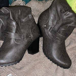 Dark Grey Heeled Boots
